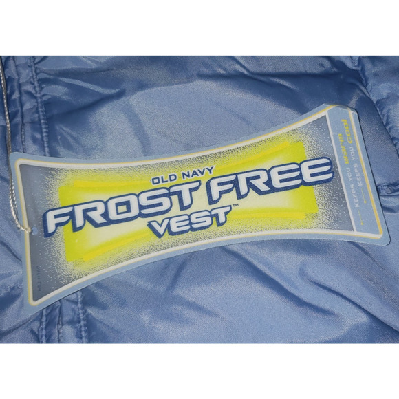 Old Navy Blue Puffer Vest Women’s Large Frost Free Sleeveless Outerwear - Picture 7 of 10